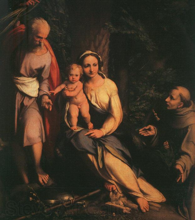 CORNELISZ VAN OOSTSANEN, Jacob The Rest on the Flight to Egypt with Saint Francis dfb Norge oil painting art